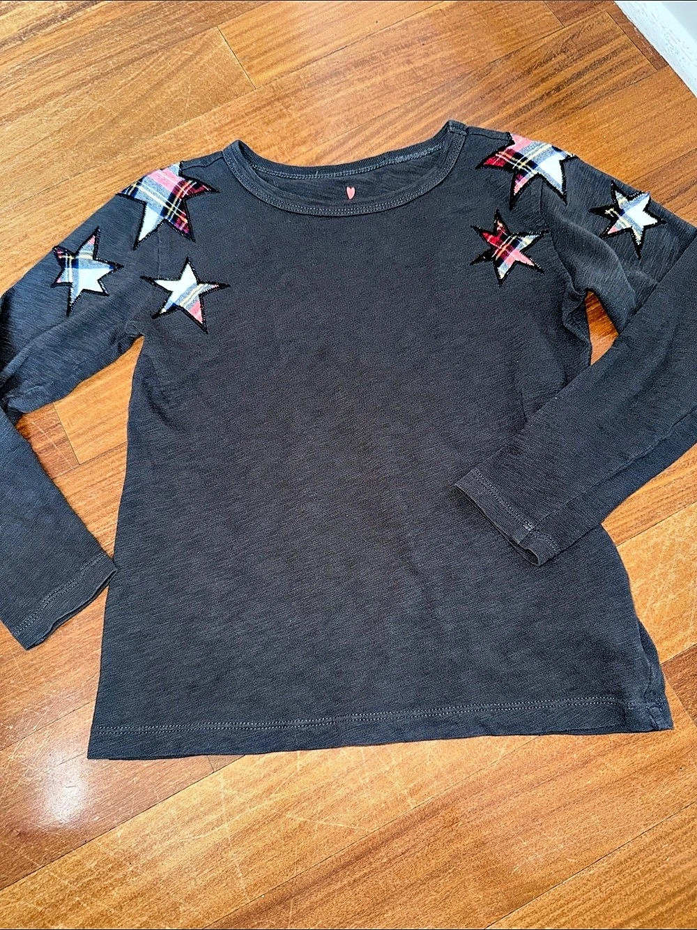 crewcuts Girls Long-Sleeve Star-Patch T-Shirt Black Multicolor Small (6-7)